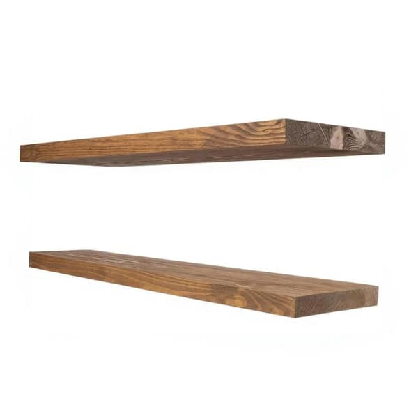 24 in. W x 6.7 in.D Floating Shelves Wooden Floating Shelf,Rustic Bathroom Shelves,Decorative Wall Shelf,Set of 2,Walnut