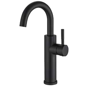 Single Hole Single Handle Bar Faucet With Swivel Spout in Matte Black