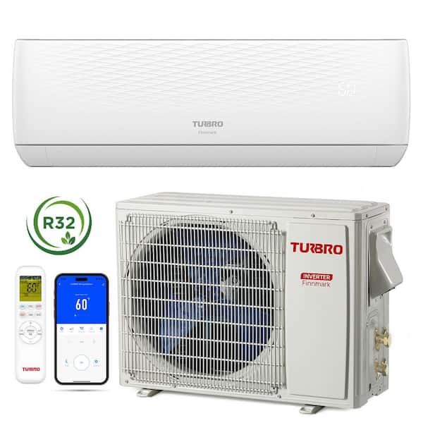 TURBRO Finnmark 12,000 BTU Ductless Mini Split Inverter AC with Heat Pump, 20 SEER2, 115V, WiFi-Enabled