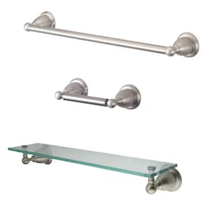 Traditional 3-Piece Bath Hardware Set in Brushed Nickel
