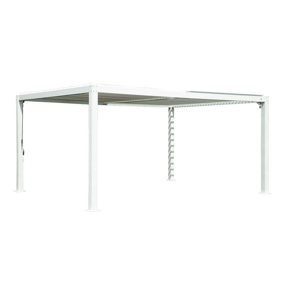 domi outdoor living 10 ft. x 16 ft. White Aluminum Pergola