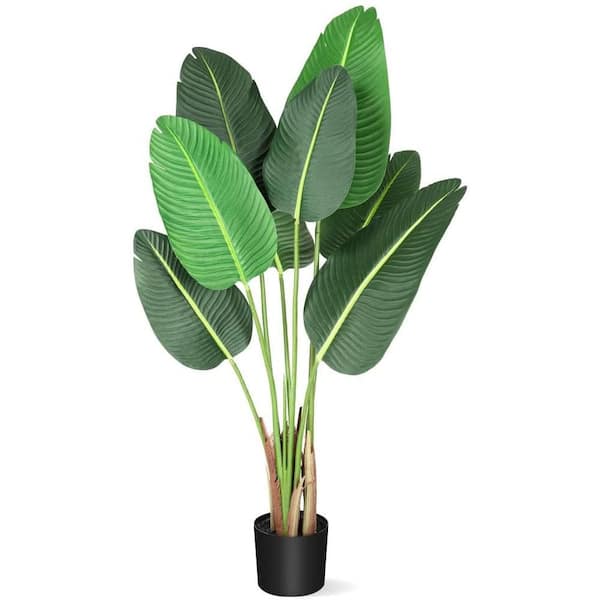 5  ft. Artificial Bird of Paradise Plant Fake Tropical Palm Banana Tree in Pot