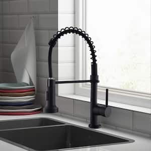 Kitchen Faucet Brass Single-Handle Pull-Down Sprayer Kitchen Faucet in Matte Black