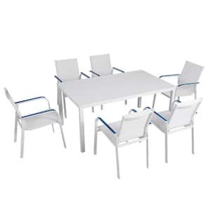 7-Piece Aluminum Outdoor Dining Set Patio Dining Set with Rectangle Dining Table