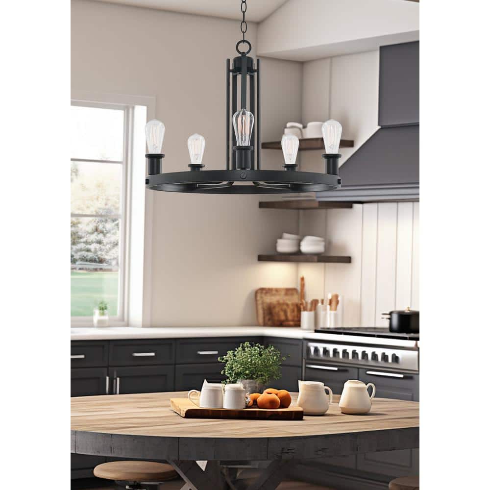 Bishop 23" Black Painted Metal Modern Farmhouse Chandelier