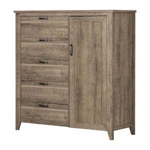 South Shore Hype Natural Walnut and Carrara Marble Door Chest with