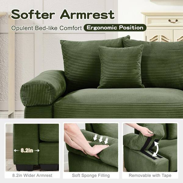 Homy Casa ZCHYJH 54.3 in. Pillow Top Arm Corduroy Curved