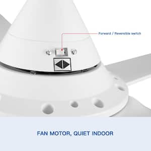 48 in. Dimmable Integrated LED Light Indoor White Remote Ceiling Fan with 5 ABS Blades