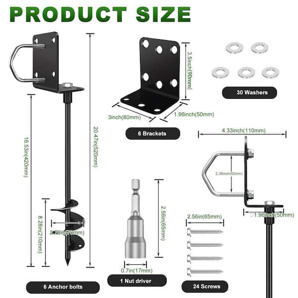 MOEPISY 17 in. Heavy-Duty Ground Anchor, 4 Piece Multi-Purpose