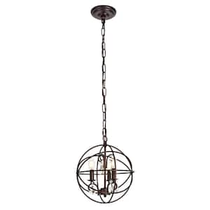 Timeless Home Wade 11.8 in. W x 13.8 in. H 3-Light Dark Copper Brown Pendant with