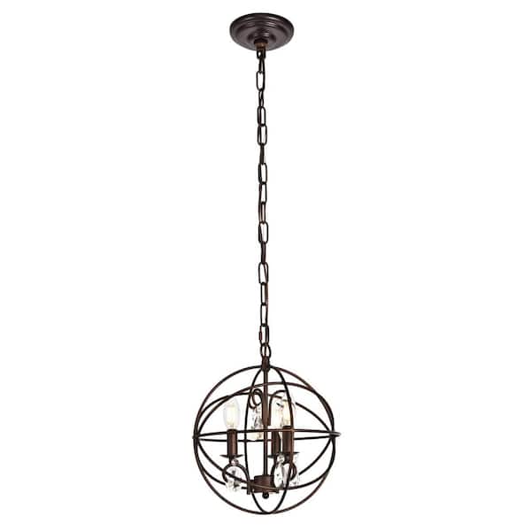 Unbranded Timeless Home Wade 11.8 in. W x 13.8 in. H 3-Light Dark Copper Brown Pendant with