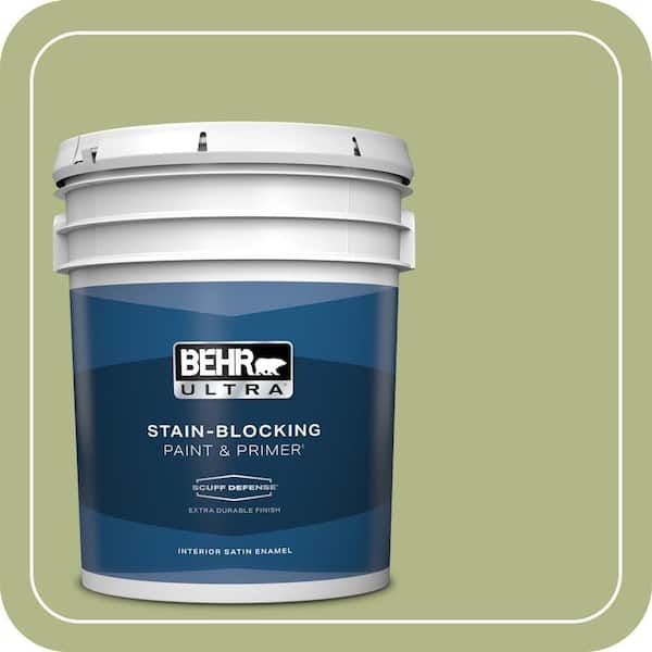 BEHR ULTRA 5 gal. #PPU10-07 Lima Green Extra Durable Satin Enamel Interior Paint & Primer