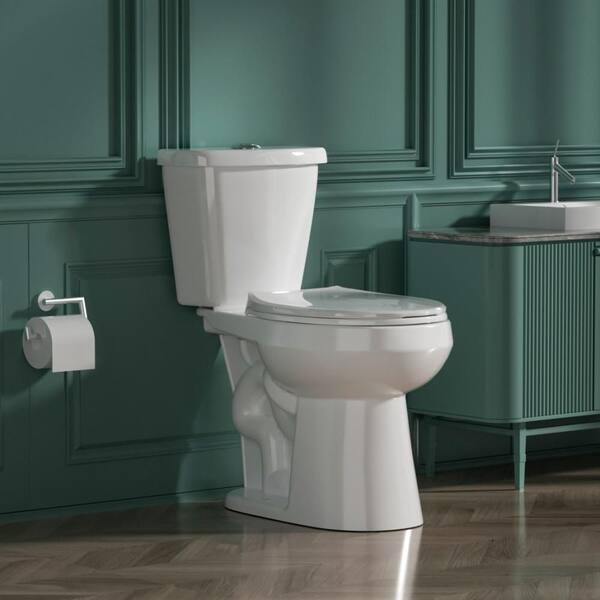 17 in. Two-Piece 1.1/1.6 GPF Dual Flush Round Toilet in White with Soft-Close Seat