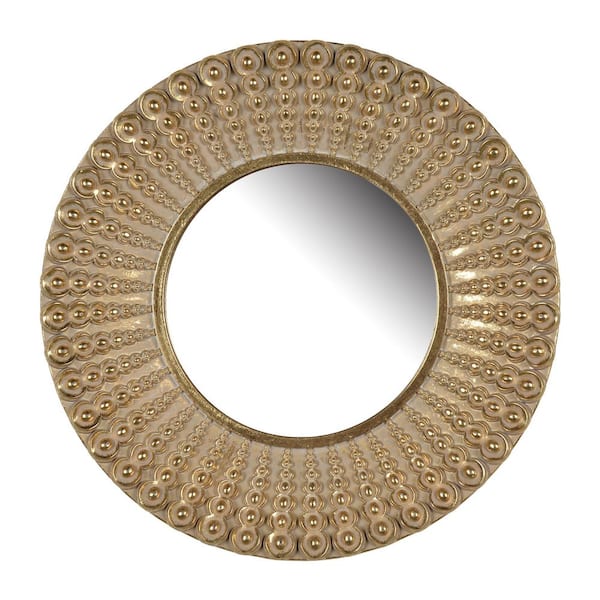 Unbranded Gold 14 in. W x 14 in. H Sunburst Polyresin Framed Mirror for Wall