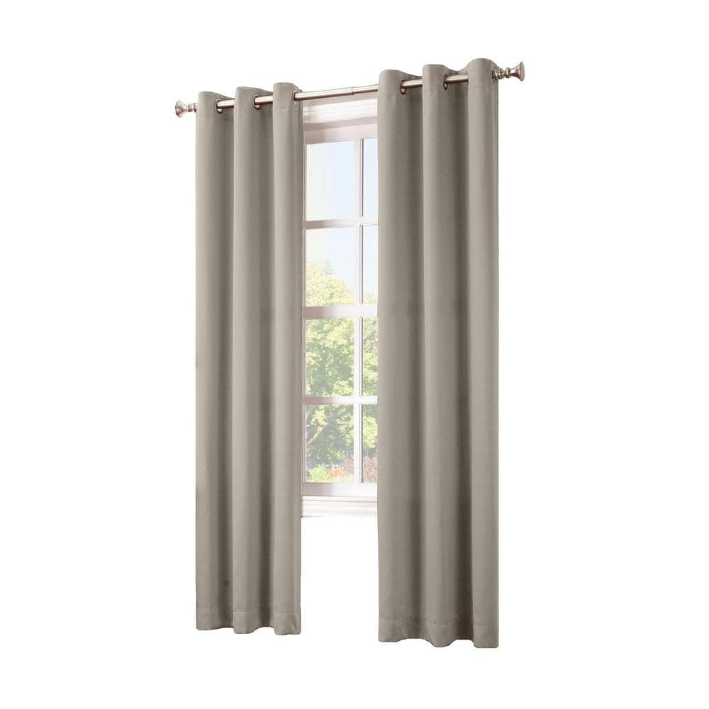 Stone Blackout Faux Silk Grommet Curtain Panel, 40" x 95"