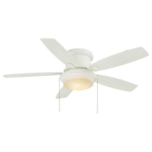 Roanoke 48 in. Indoor/Outdoor Wet Rated White Ceiling Fan with LED Bulbs Included Hampton Bay Ceiling Fans With Lights