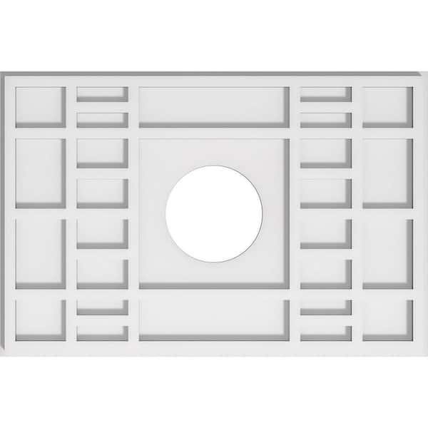 Ekena Millwork 22 in. x 14.62 in. x 1 in. Beaux Architectural Grade PVC Contemporary Ceiling Medallion