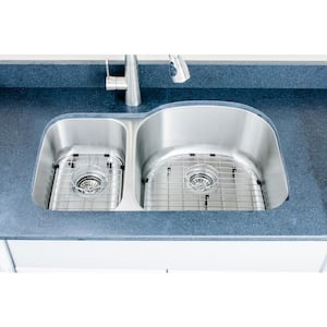 The Craftsmen Series Undermount Stainless Steel 32 in. 30/70 Double Bowl Kitchen Sink Package
