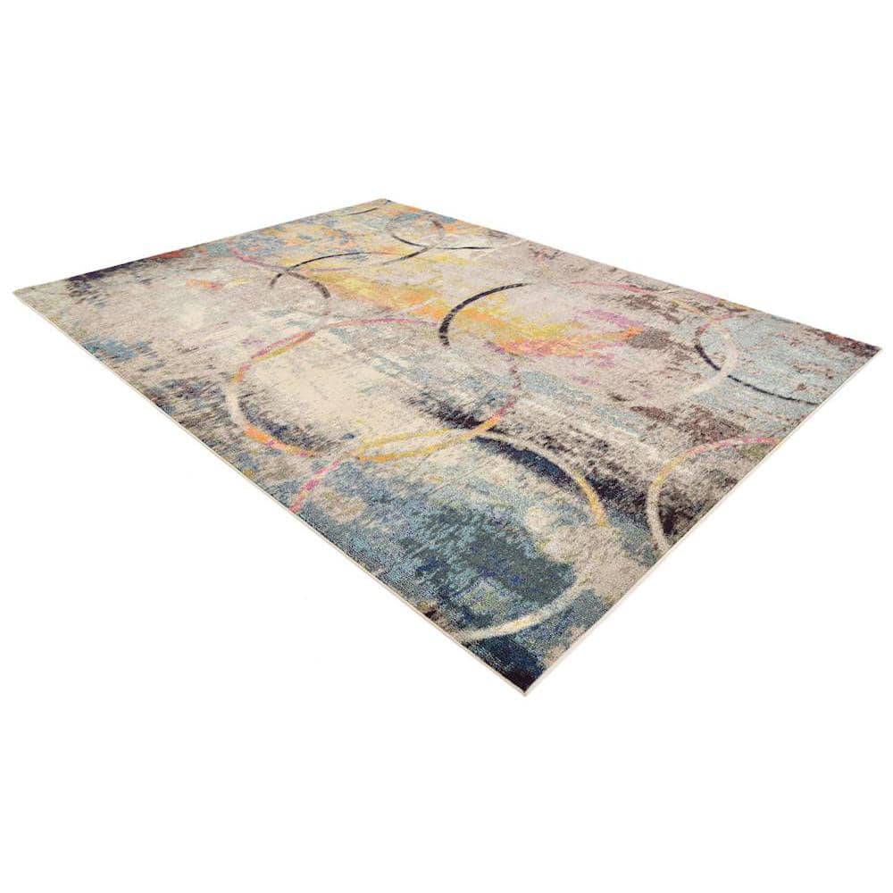 Colorful Abstract 9' x 12' Synthetic Indoor Area Rug
