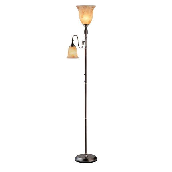 Illumine 2-Light Floor Lamp Amber Glass Dark Bronze Finish