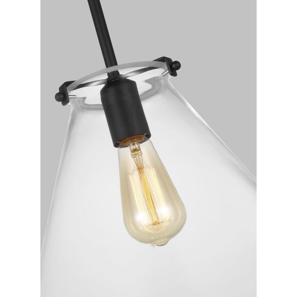 Kate Midnight Black Cone Pendant with Clear Glass Shade