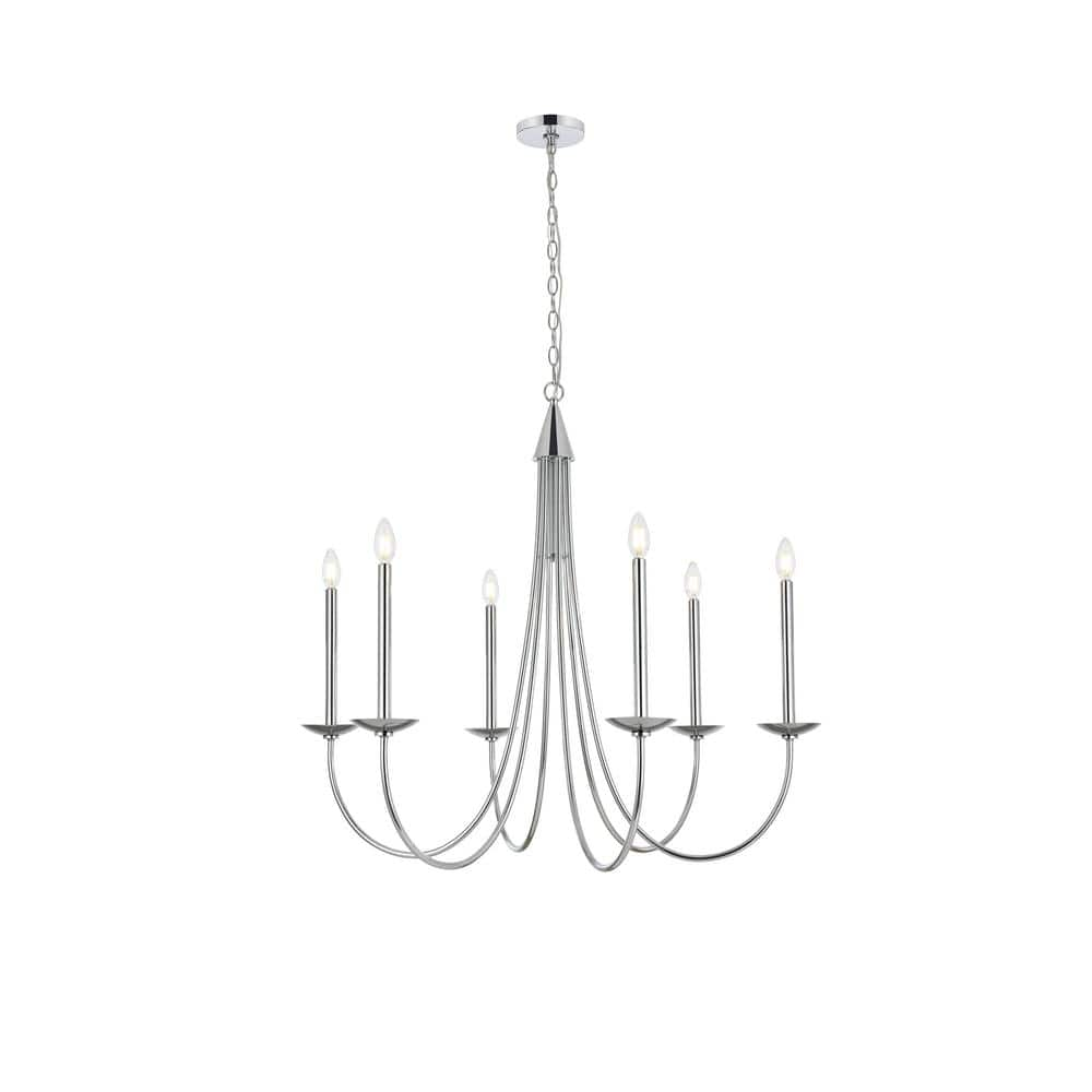 36 in. Home Living 6-Light Chrome Chandelier with no Bulbs Included ...