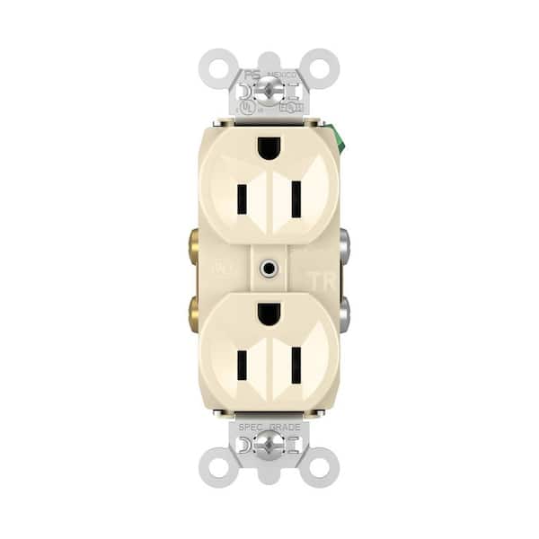 Legrand Pass & Seymour 15 Amp 125-Volt Tamper Resistant Commercial Grade Backwire Duplex Outlet, Light Almond