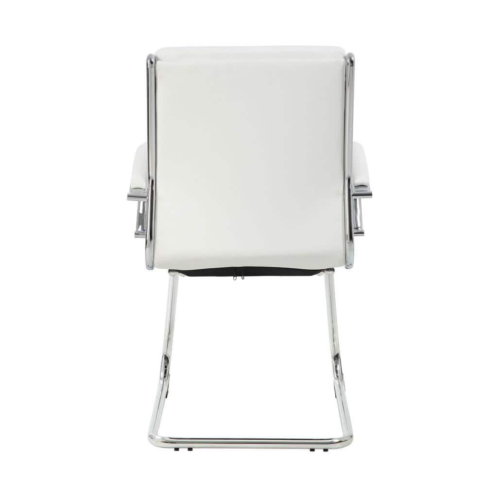 Chic White CaressoftPlus Executive Guest Chair with Chrome Finish