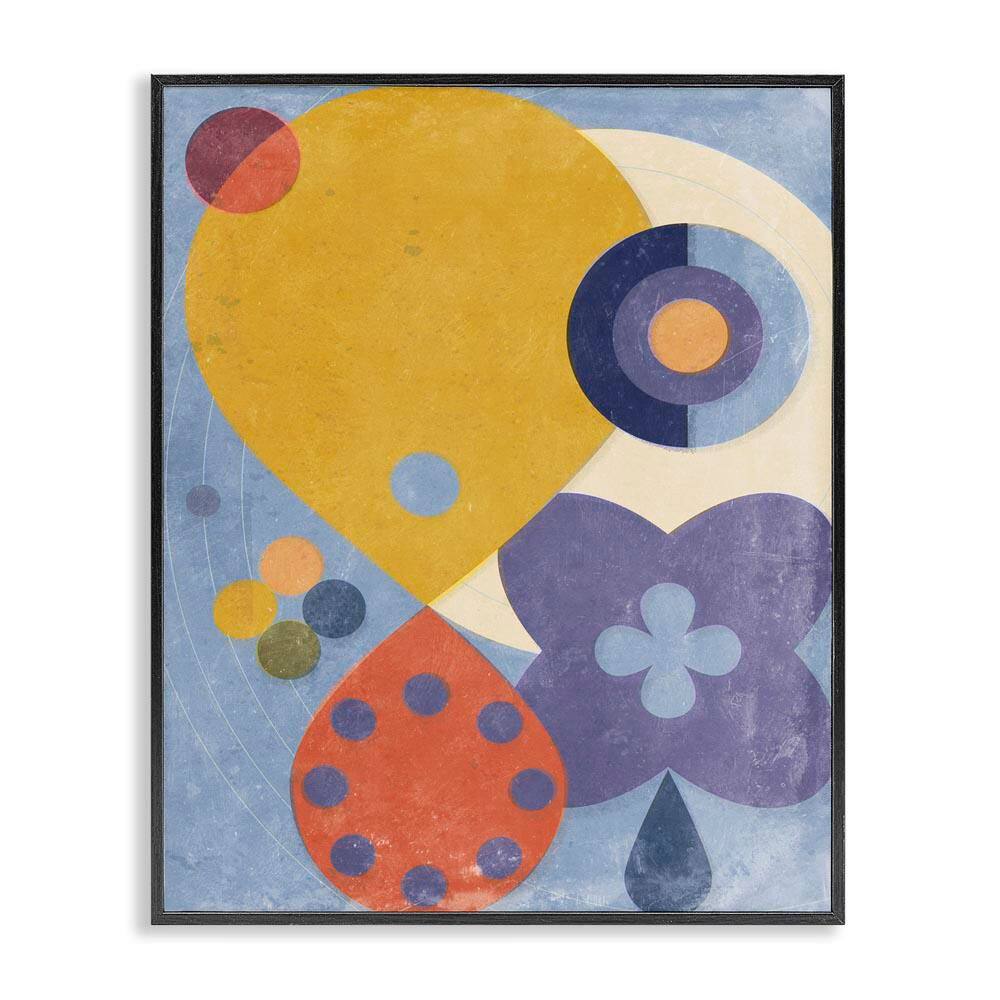 Blue and Yellow Retro by Victoria Barnes Black Framed Abstract Giclee Art Print 30 in. x 24 in. price history on PriceWatchPro