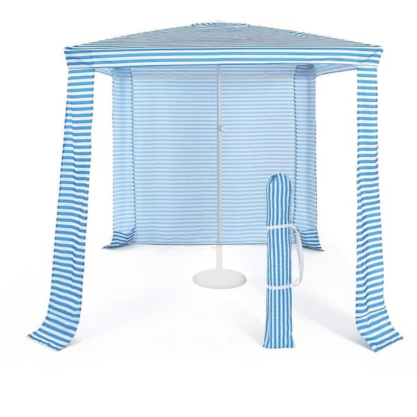 WELLFOR 6.8 ft. x 6.8 ft. Blue Portable Beach Canopy Tent With Carry Bag