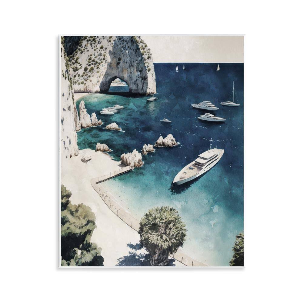 Rocky Coast Boats by Svetlana Aleynikova Unframed Nature Graphic Art Print 14 in. x 11 in. price history on PriceWatchPro