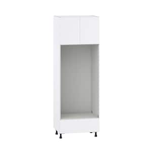 Fairhope Bright White Slab Assembled Pantry Micro/Oven Cabinet with Drawer (30 in. W x 89.5 in. H x 24 in. D)