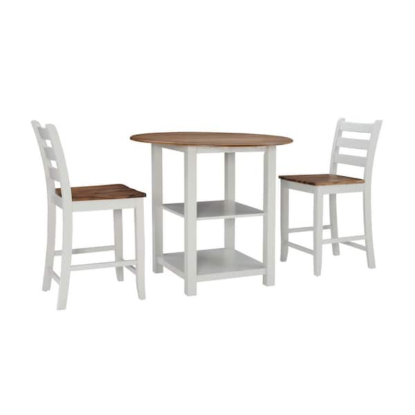 Lenney Counter Height 3-Piece Square Gray Wood Top Dining Room Set Seats 2