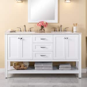 Northwind 61 in. W x 19 in. D x 36 in. H Double Sink Bath Vanity in White with Silver Ash Cultured Marble Top