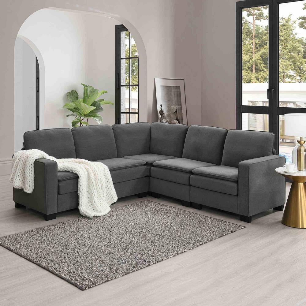 103 in. Square Arm Chenille L-Shaped Sofa with Ottoman in Dark Gray (Seats 3) price history on PriceWatchPro