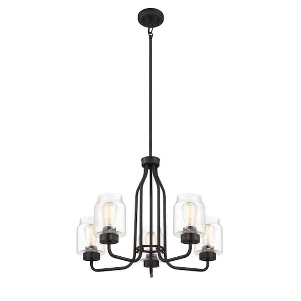 Good Lumens by Madison Avenue 5-Light Coal Chandelier with Clear Seeded ...