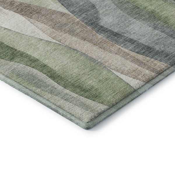 Mayfield Premium Machine Washable Abstract AMF1989 Fern 8 ft. x 10 ft. Area Rug