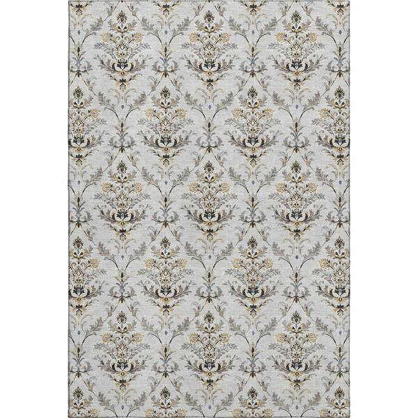 Mayfield Premium Machine Washable Abstract AMF2325 Silver 10 ft. x 14 ft. Area Rug