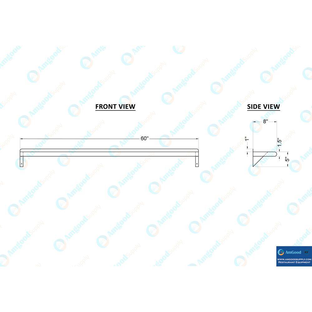 60-Inch Stainless Steel Wall Shelf with Brackets