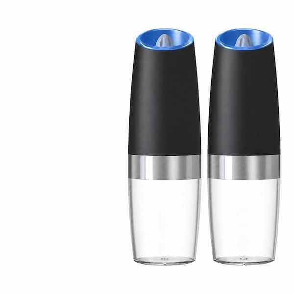 Gravity Activated Salt and Pepper Grinder Set with LED Light and Adjustable Coarseness, 2-Pack, Black