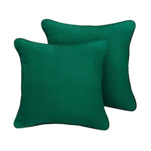 Sunbrella Canvas Forest Green Outdoor Corded Throw Pillows (2-Pack)