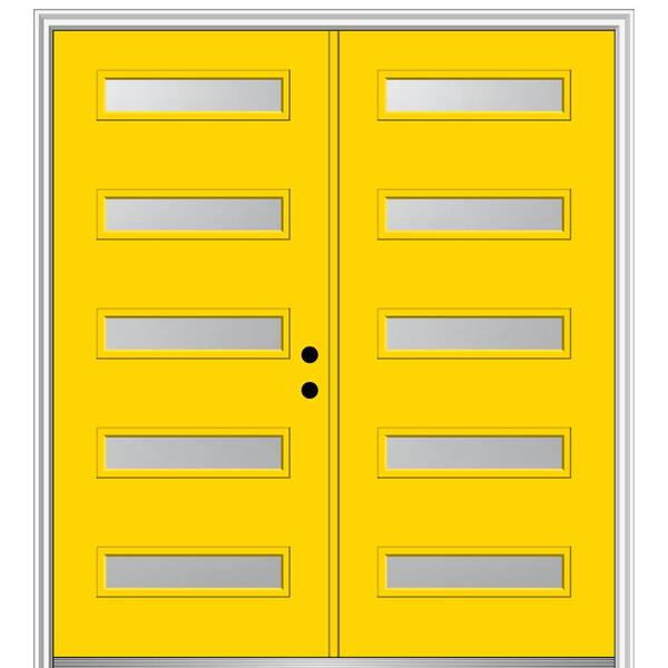 MMI DOOR 72 in. x 80 in. Davina Left-Hand Inswing 5-Lite Frosted Painted Fiberglass Smooth Prehung Front Door on 4-9/16 in. Frame