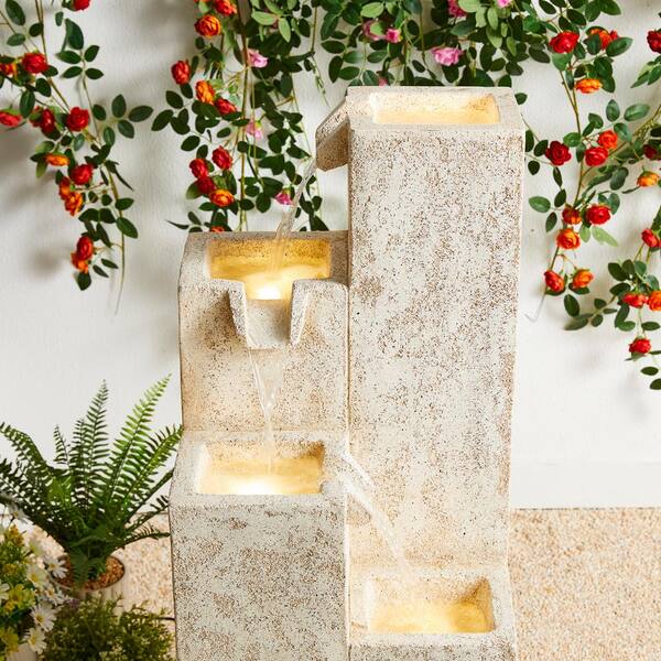 Glitzhome 34.00 in. H Mid-Century Modern 4 Tiered Faux Glitzhome 34.00 in. H Mid-Century Modern 4 Tiered Faux