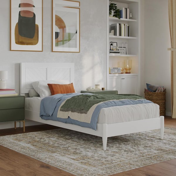AFI Berkshire White Solid Wood Frame Twin XL Low Profile Platform Bed