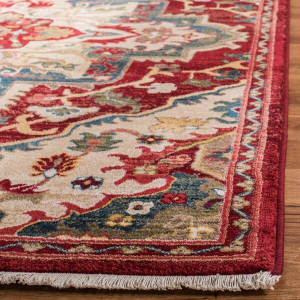 Red Beige 9' x 12' Safavieh Kashan Collection KSN304D Traditional Oriental Non-Shedding Stain Resistant Living Room Bedroom Area Rug 