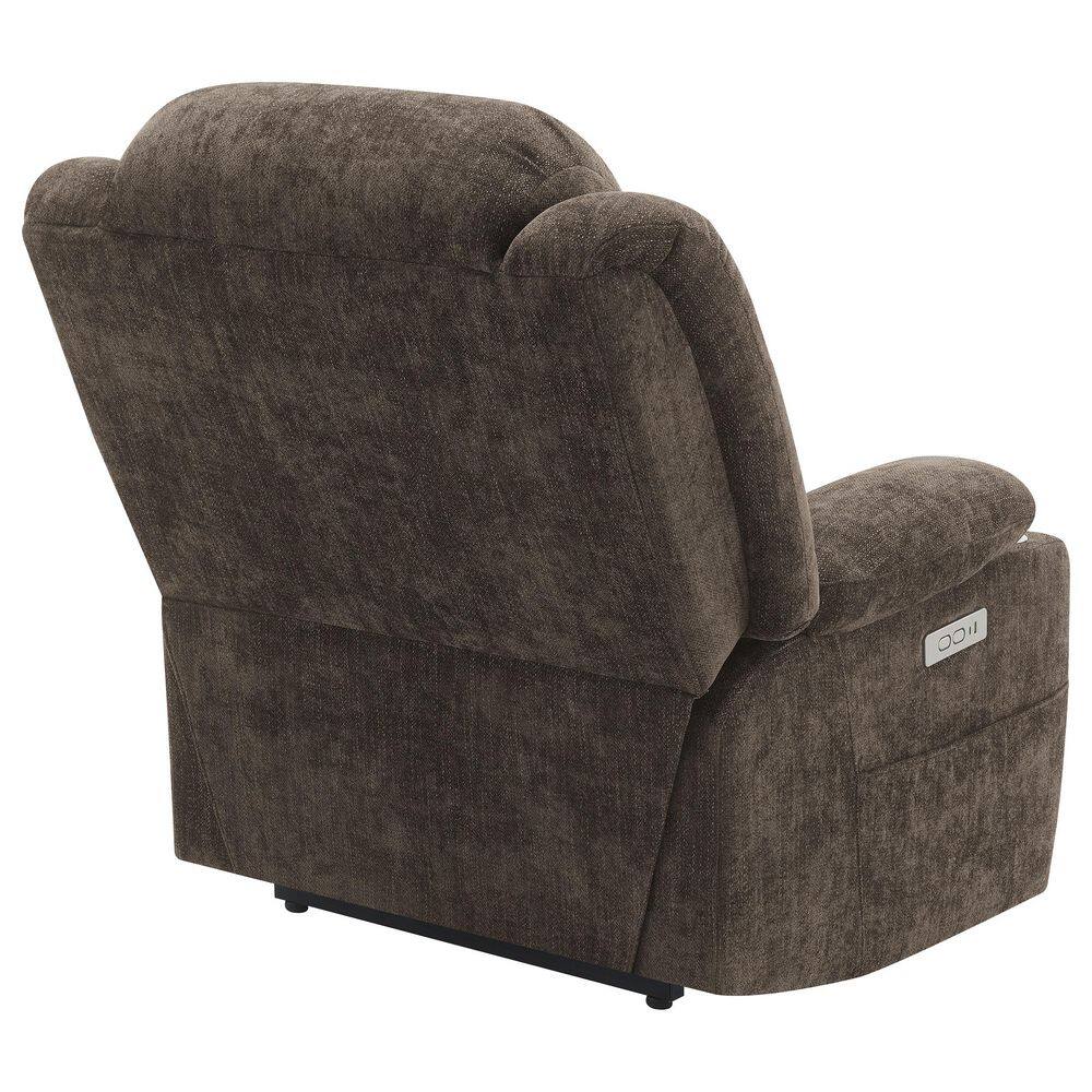 Houston Dark Brown Upholstered Power Lift Recliner Chair