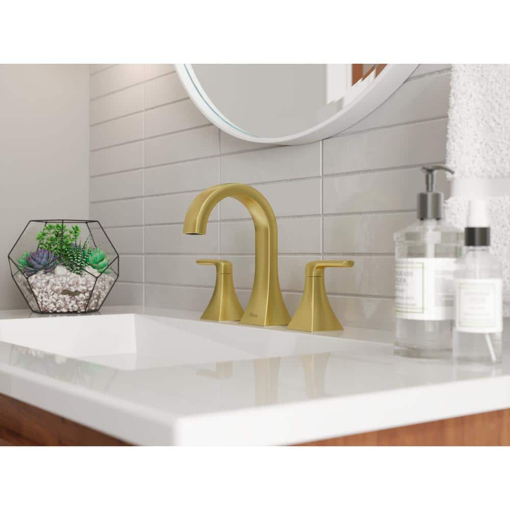 Brushed Gold 8-Inch Widespread Double Handle Bathroom Faucet