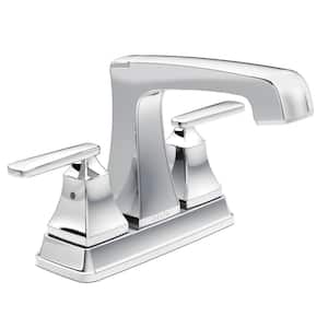 Ashlyn 4 in. Centerset 2-Handle Bathroom Faucet with Metal Drain Assembly in Chrome