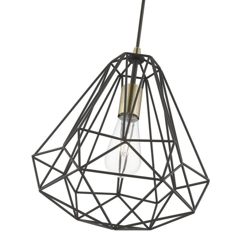 Knox 12" Textured Black and Polished Chrome 1-Light Pendant