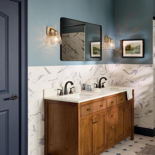 Marant 9.5 in. 1-Light Wall Sconce with Opal Glass in Champagne Bronze